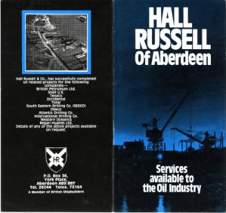 Leaflet Advertising The Hall Russell Shipyard's Services Available To The Oil Industry