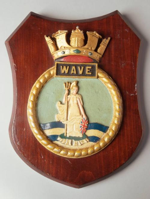 Plaque Of H.M.S Wave, Ocean-Going Minesweeper Launched 1944 (One Of 61 Algerine Class Vessels)