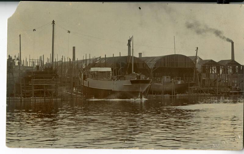 Photograph Of The Launch Of The Cargo Steamer 'ferryhill' From The Hall Russell Shipyard