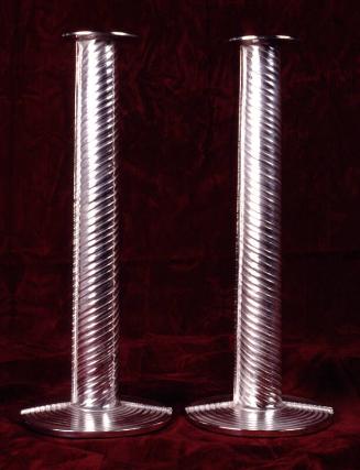 Pair silver candlesticks by Adrian Hope
