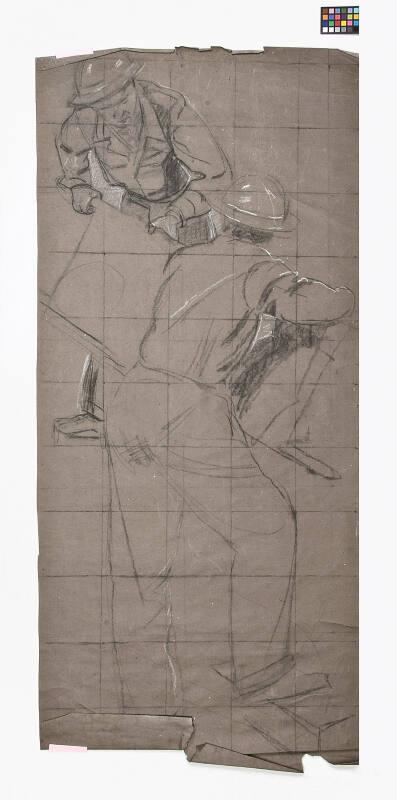 Ambulance Figures - Study For The University Union Murals. Medical Panel