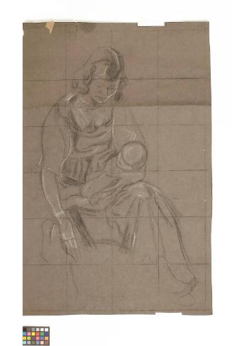 Woman Bathing Baby - Study For The University Union Murals, Medical Panel