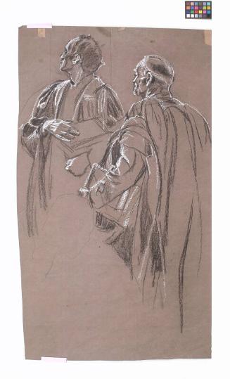 Alex & Mr Petrie Standing - Study For The University Union Murals, Shielding The Light Panel