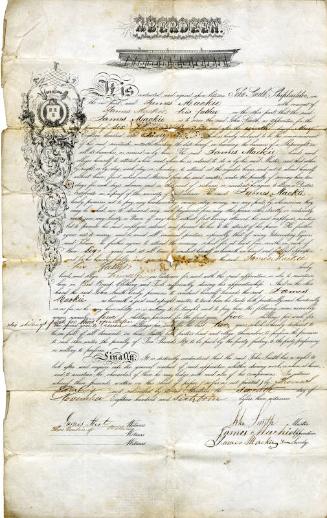 Indenture belonging to James Mackie of Aberdeen