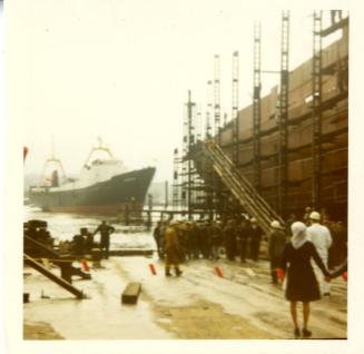 Colour photograph showing distant view of 'godetia' just after launching