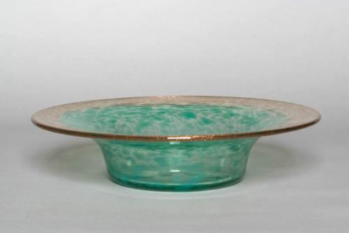 Green Glass and Goldstone Dish