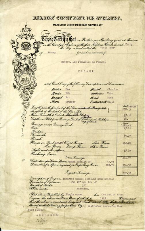 Builders Certificates For Steamer Bois Rose