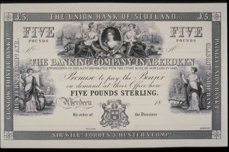 Five-Pound Note (Printer's Proof: Banking Company in Aberdeen)