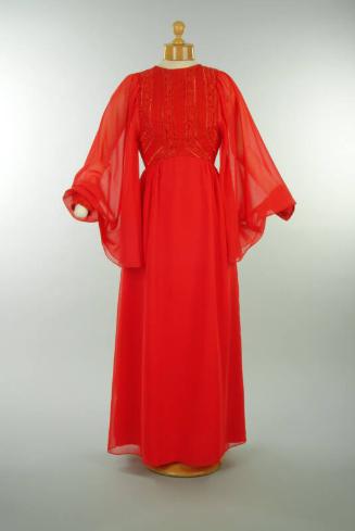 Red Dress with Chiffon Sleeves