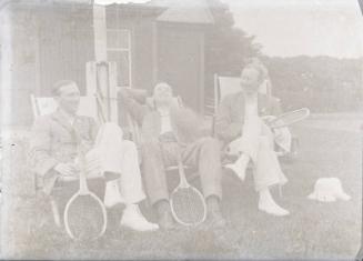 Three men with Tennis Raquets Members of Dr Walford Bodie's Family?/Friends?