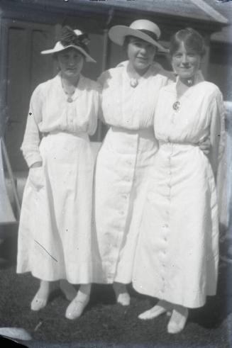 Three Young Women Outdoors  Member of Dr Walford Bodie's Family?/Friend?