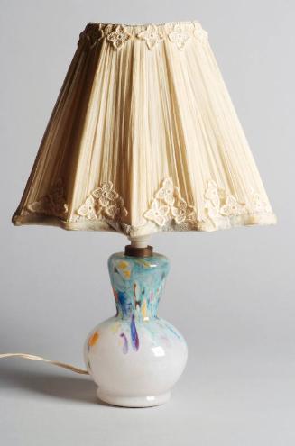 Pink Cane Vase And Pleated Shade