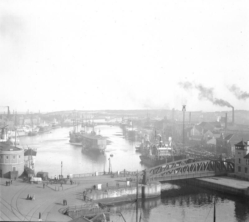 Upper and Victoria Docks and Regent Bridge at Aberdeen Harbour