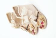 Cream Silk Embroidered Bootees
