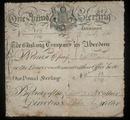 One Pound Note (Forgery: Banking Co.In Aberdeen)