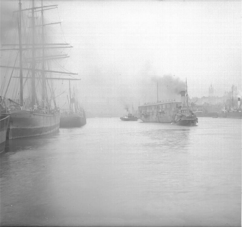 Aberdeen Harbour, with HMS 'Clyde'