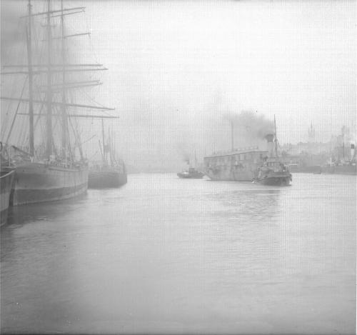 Aberdeen Harbour, with HMS 'Clyde'