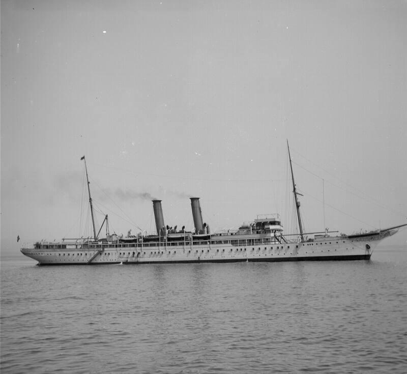 Glass plate showing unidentified steamship