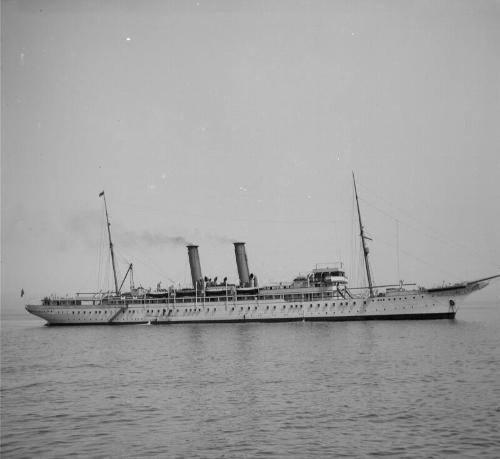 Glass plate showing unidentified steamship