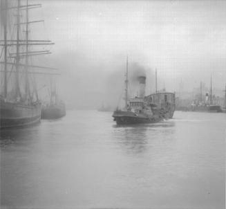 Glass plate with a view probably showing HMS Clyde in Aberdeen Harbour