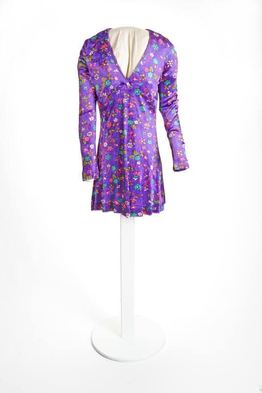 Purple Synthetic Velveteen Minidress