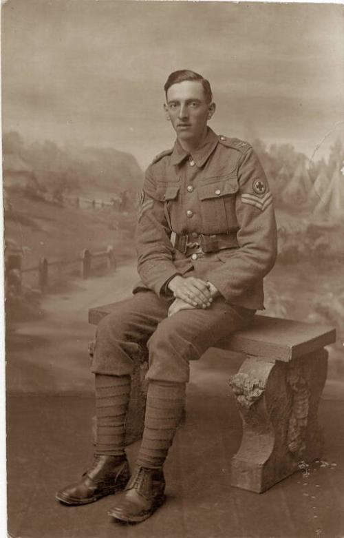 photograph, arthur jackson adams (donor's brother), 1916, army medical uniform