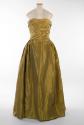 Strapless Olive Green Evening Dress