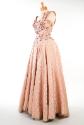 Peach Beaded Brocade Evening Dress