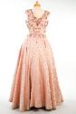 Peach Beaded Brocade Evening Dress