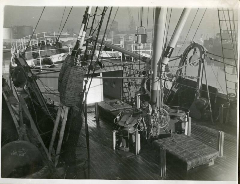 Photograph in album showing trawler Red Hackle
