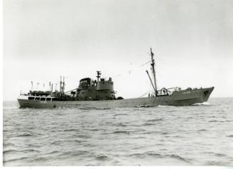 Photograph in album showing trawler Red Hackle