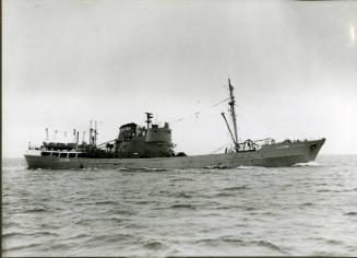 Photograph in album showing trawler Red Hackle
