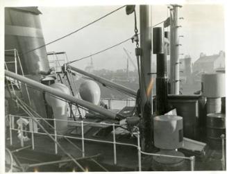 Photograph in album showing trawler Red Hackle
