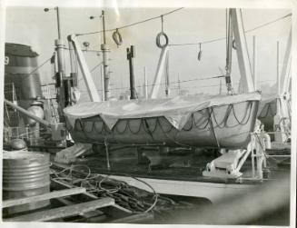 Photograph in album showing trawler Red Hackle
