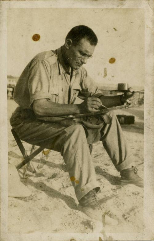 James McBey Sketching in Palestine