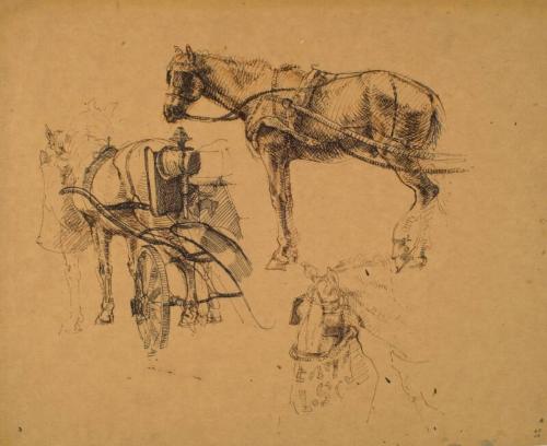 Street Horse and Trap, Florence - Three Studies by Alexander Fraser
