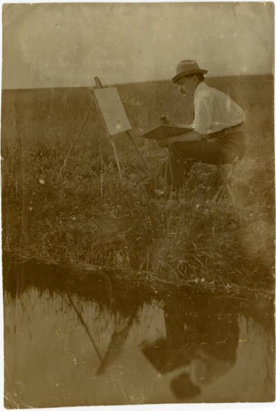 James McBey Sketching at East Pitscaff (Early Photographs & Sketches)