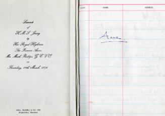 Hall Russell Visitors Book for the Launch of HMS Jersey