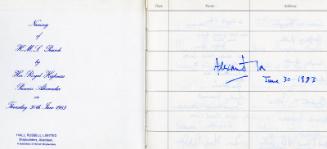 Hall Russell Visitors Book for the Launch of HMS Peacock