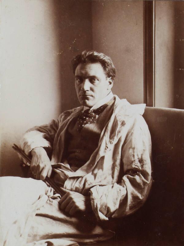 James McBey in Overalls, Hampstead (Photograph Album Belonging to James McBey)