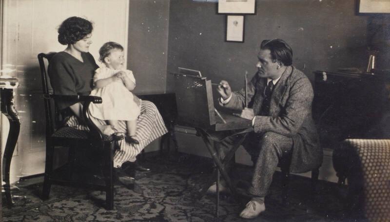 James McBey Painting a Mother and Child (Photograph Album Belonging to James McBey)