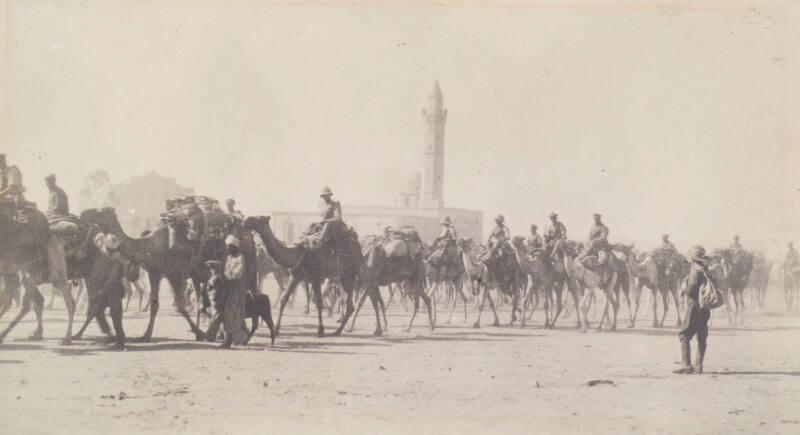 The Imperial Camel Corps entering Beersheba (Photograph Album Belonging to James McBey)