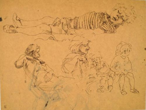 Sketches of the Artist's Wife and Child by Alexander Fraser