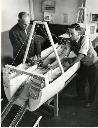 Photograph of Hall Russell Design Office draughtsman Alistair Davidson, Managing Director John …