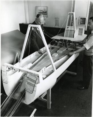 Photograph of Hall Russell Design Office draughtsman Alistair Davidson, Managing Director John …