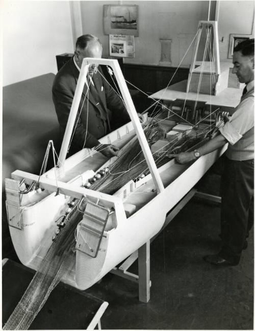 Photograph of Hall Russell Design Office draughtsman Alistair Davidson, Managing Director John …