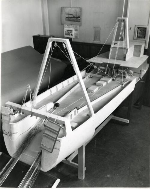 Photograph of Hall Russell Design Office with exhibition model of Junella