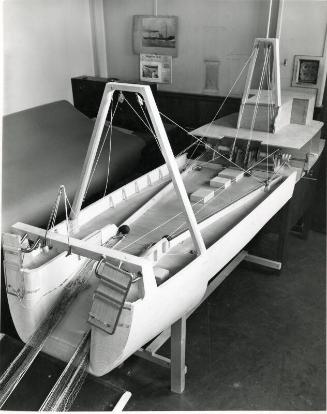 Photograph of Hall Russell Design Office with exhibition model of Junella