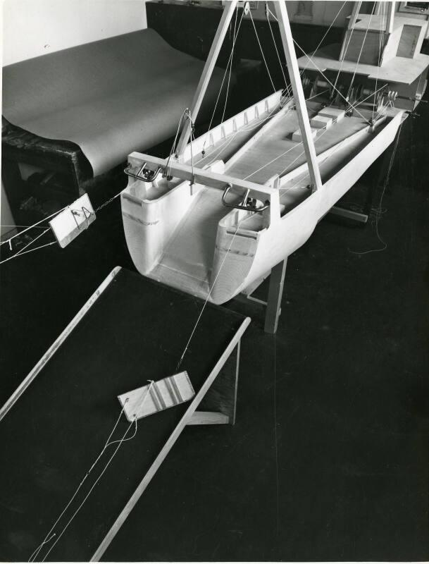 Photograph of Hall Russell Design Office with exhibition model of Junella