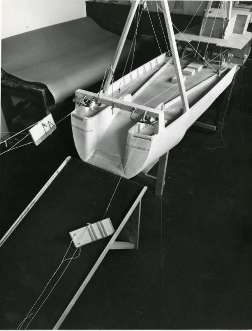 Photograph of Hall Russell Design Office with exhibition model of Junella